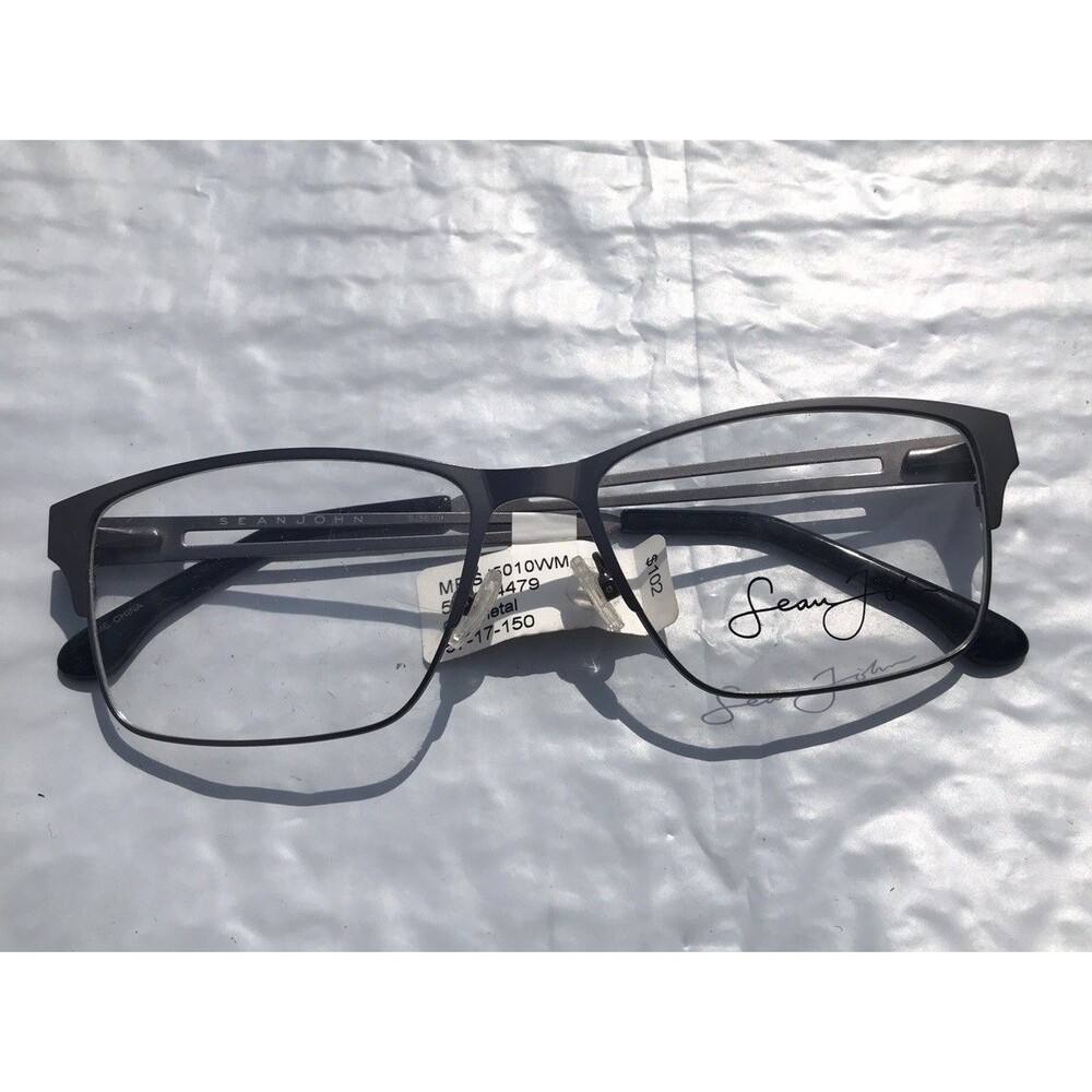 SEAN JOHN SJ5010 WM Gunmetal Square Full Rim Eyeglass Frames (NWT) 57-17-150
